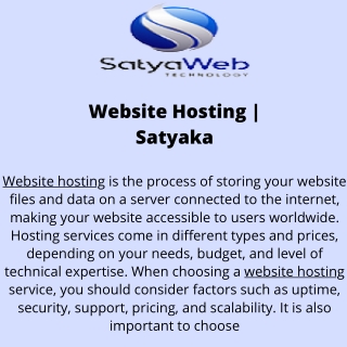 Website Hosting  Satyaka