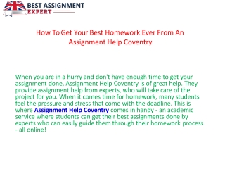 How To Get Your Best Homework Ever From An Assignment Help Coventry.