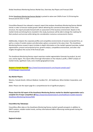 Global Anesthesia Monitoring Devices Market Size, Overview, Key Players and Forecast 2028