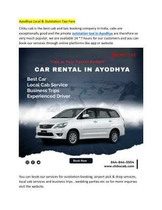 Ayodhya Local cab service from Chiku Cab