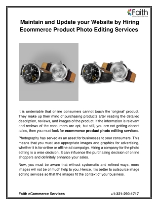 Maintain and Update your Website by Hiring Ecommerce Product Photo Editing Services