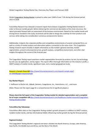 Global Coagulation Testing Market Size, Overview, Key Players and Forecast 2028