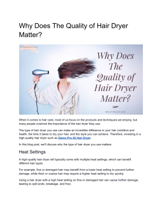Why Does The Quality of Hair Dryer Matter?