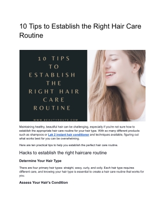 10 Tips to Establish the Right Hair Care Routine