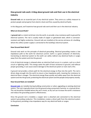 How ground rods work_A blog about ground rods and their use in the electrical industry