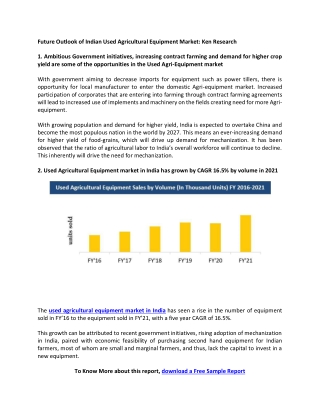 Future Outlook of Indian Used Agricultural Equipment Market