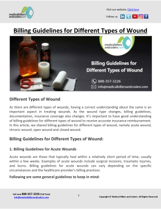 Billing Guidelines for Different Types of Wound