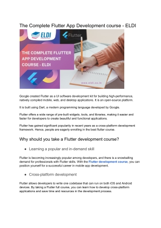 The Complete Flutter App Development course - ELDI
