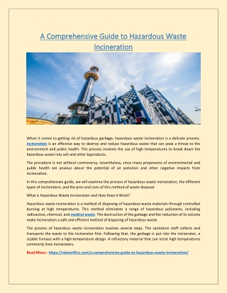 A Comprehensive Guide to Hazardous Waste Incineration