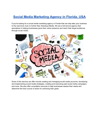 Social Media Marketing Agency in Florida, USA