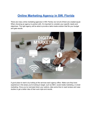 Online Marketing Agency in SW, Florida