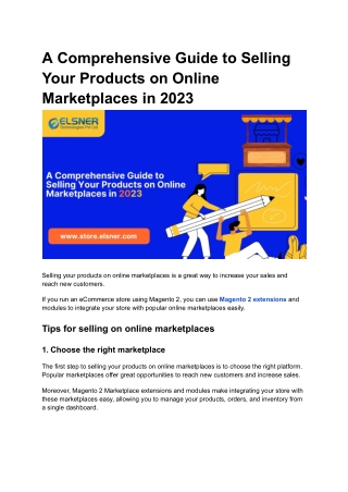 A Comprehensive Guide to Selling Your Products on Online Marketplaces in 2023