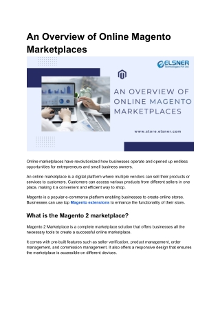 An Overview of Online Magento Marketplaces