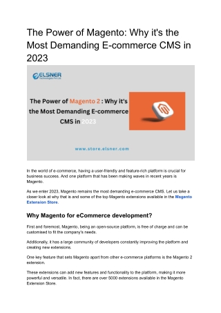 The Power of Magento: Why it’s the Most Demanding E-commerce CMS in 2023