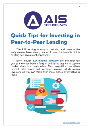 Quick Tips for Investing in Peer-to-Peer Lending