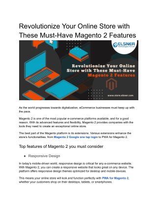 Revolutionize Your Online Store with These Must-Have Magento 2 Features