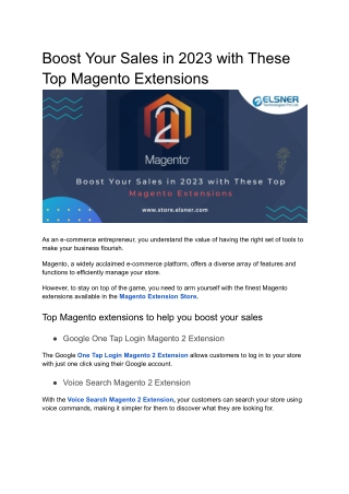 Boost Your Sales in 2023 with These Top Magento Extensions