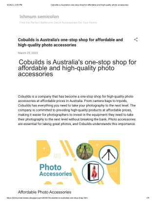 Cobuilds is Australia's one-stop shop for affordable and high-quality photo accessories