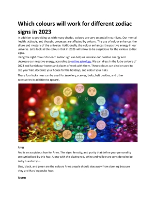 Which colours will work for different zodiac signs in 2023