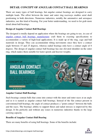 Angular Contact Ball Bearing Manufacturers