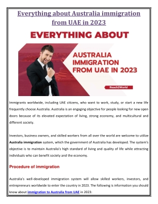 Everything about Australia Immigration from UAE in 2023