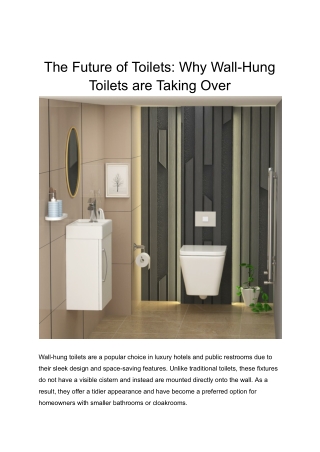 The Future of Toilets_ Why Wall-Hung Toilets are Taking Over