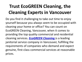 Professional Vancouver Cleaning Services