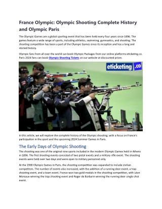 France Olympic Olympic Shooting Complete History and Olympic Paris