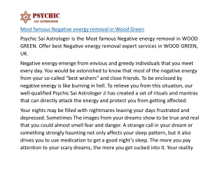 Most famous Negative energy removal in Wood Green