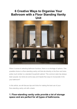 6 Creative Ways to Organise Your Bathroom with a Floor Standing Vanity Unit