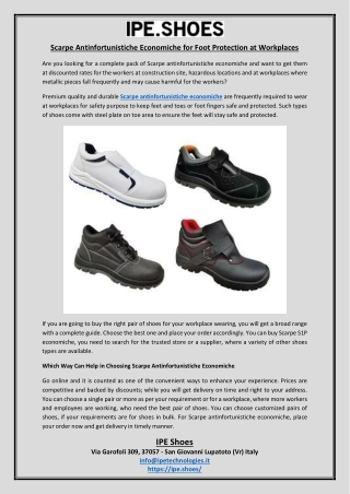 Scarpe Antinfortunistiche Economiche for Foot Protection at Workplaces