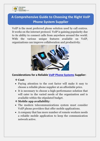 A Comprehensive Guide to Choosing the Right VoIP Phone System Supplier