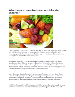 Why choose organic fruits and vegetables for children