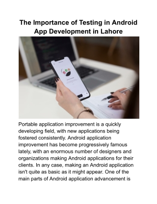 The Importance of Testing in Android App Development in Lahore