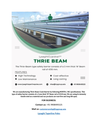 Best thrie metal beam crash barrier in India