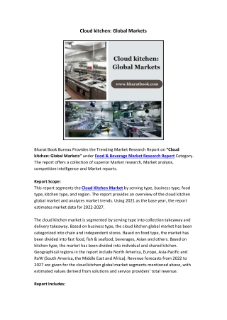 Cloud kitchen Global Markets