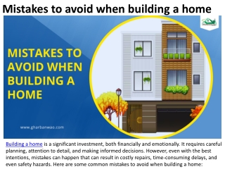 Mistakes to avoid when building a home