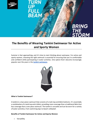 The Benefits of Wearing Tankini Swimwear for Active and Sporty Women