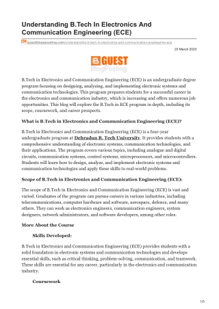 Understanding BTech In Electronics And Communication Engineering ECE