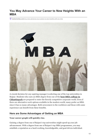 You May Advance Your Career to New Heights With an MBA