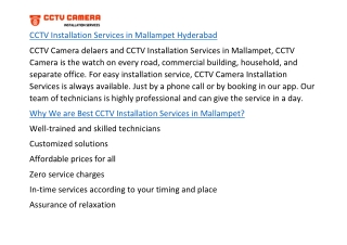 CCTV Installation Services in Mallampet Hyderabad