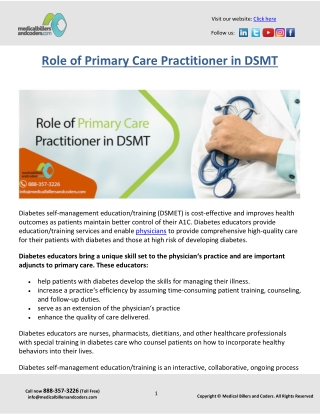 Role of Primary Care Practitioner in DSMT