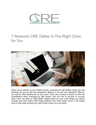 7 Reasons to Choose CRE Dallas, CRE Dallas Fertility Clinic - Center for Reproductive Endocrinology