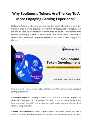 Why Soulbound Tokens Are The Key To A More Engaging Gaming Experience