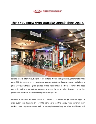 Think You Know Gym Sound System_ Think Again