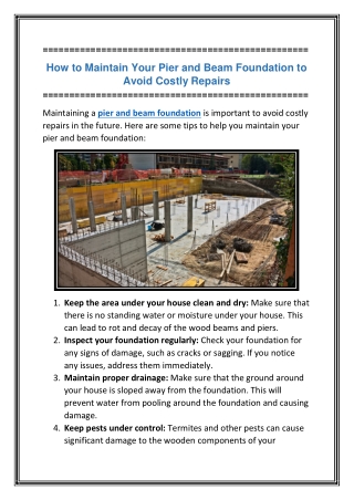 How to Maintain Your Pier and Beam Foundation to Avoid Costly Repairs