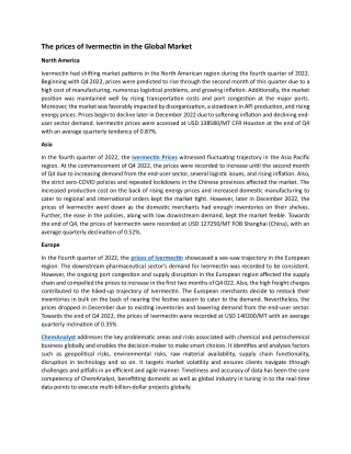 Ivermectin Prices Trend and Forecast