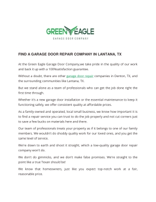 Garage Door Repair Company in Lantana, TX