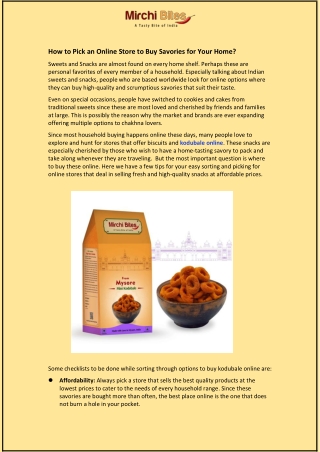 How to Pick an Online Store to Buy Savories for Your Home?