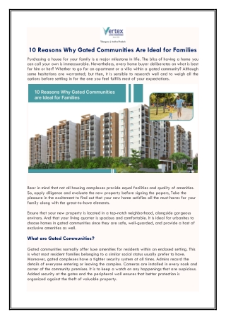 10 Reasons Why Gated Communities Are Ideal for Families